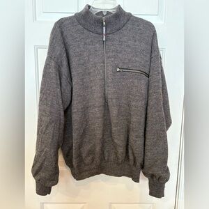 Cabelas Gore Windstopper Sweater Mens L 1/4 Zip Wool Blend Jacket Charcoal Gray